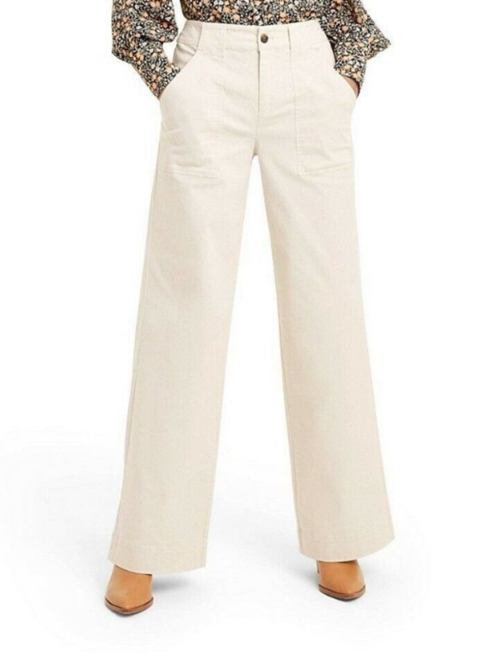 Nili Lotan Cream High-Rise Wide Leg Trousers